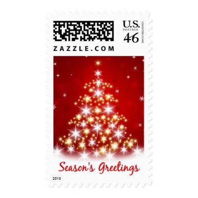 Season&#39;s Greetings Christmas Tree Postage