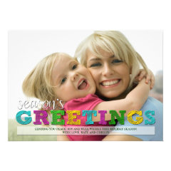 Season's Greetings Colorful Christmas Photo Card