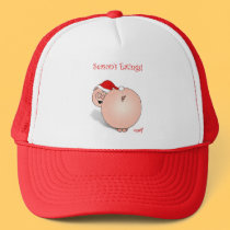 Season's Greetings (Eatings) Pig Cartoon. hats by graphicdoodles Season's Greetings (Eatings) Pig Cartoon. hats