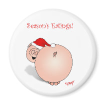 Season's Greetings (Eatings) Pig Cartoon. magnets by graphicdoodles Season's Greetings (Eatings) Pig Cartoon. magnets