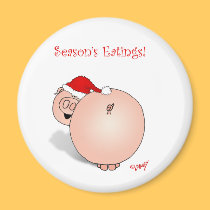Season's Greetings (Eatings) Pig Cartoon. magnets by graphicdoodles Season's Greetings (Eatings) Pig Cartoon. magnets
