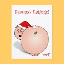 Season's Greetings (Eatings) Pig Cartoon. postcards by graphicdoodles Season's Greetings (Eatings) Pig Cartoon. postcards