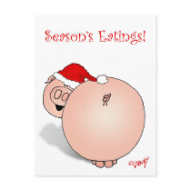 Season's Greetings (Eatings) Pig Cartoon. postcards