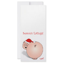 Season's Greetings (Eatings) Pig Cartoon. Rack Cards