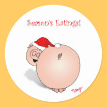 Season's Greetings (Eatings) Pig Cartoon. stickers by graphicdoodles Season's Greetings (Eatings) Pig Cartoon. stickers