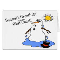 Seasons Greetings From The West Coast Snowman cards