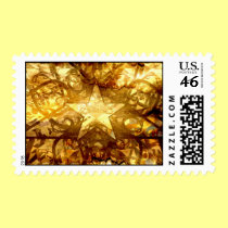 Season's Greetings Gold Star Postage stamps