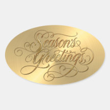 Season's Greetings Gold Sticker Embossed Look