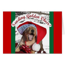 Seasons Greetings GOLDEN RETRIEVER CHRISTMAS PUPPY Greeting Cards