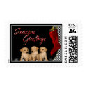 Seasons Greetings - Golden Retriever Puppies Dog postage