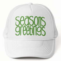 Seasons Greetings Green Hat by floatinglemons Seasons Greetings Green Hat