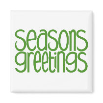Seasons Greetings Green Magnet by floatinglemons Seasons Greetings Green Magnet