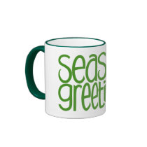Seasons Greetings Green Mug by floatinglemons Seasons Greetings Green Mug