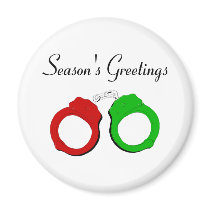 Season's Greetings (Handcuffs) Refrigerator Magnet