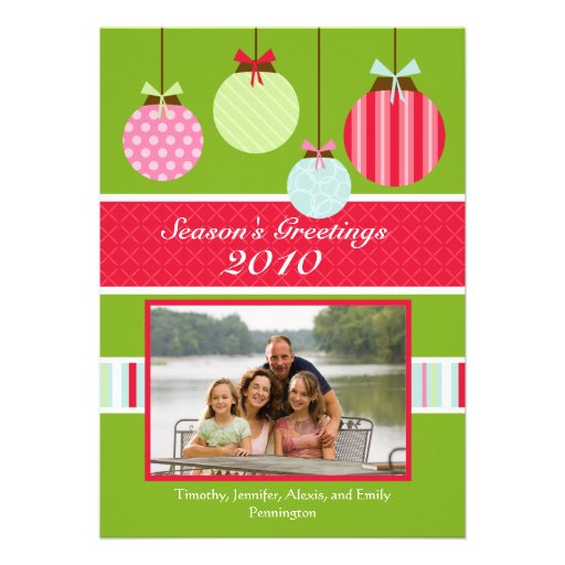 Season's Greetings holiday ornament photo card Custom Invitations