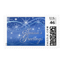 Season's Greetings Holiday Postage - Blue postage by SquirrelHugger Season's Greetings Holiday Postage - Blue postage