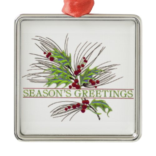 Season's Greetings Holly & Berries Ornament ornament