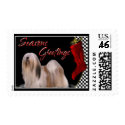 Seasons Greetings - Llaso Apso Dog postage by LCWeber Seasons Greetings - Llaso Apso Dog postage