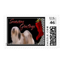 Seasons Greetings - Llaso Apso Dog postage by LCWeber Seasons Greetings - Llaso Apso Dog postage