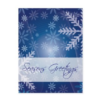 Seasons Greetings Navy Snowflakes Postcard postcard