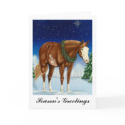 Season's Greetings Overo Paint Horse Greeting Card
