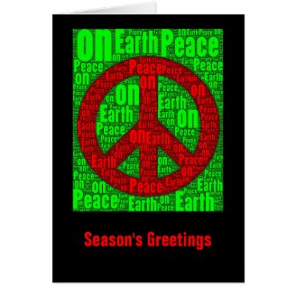 Season's Greetings: Peace Sign Word Art Card 001