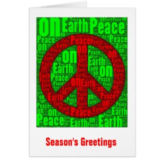 Season's Greetings: Peace Sign Word Art Card 002