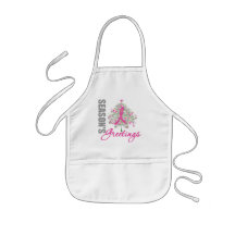 Season's Greetings Pink Ribbon Tree Apron