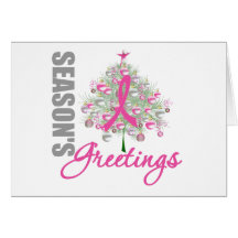 Season's Greetings Pink Ribbon Tree Cards