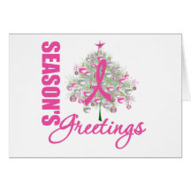 Season's Greetings Pink Ribbon Tree Cards