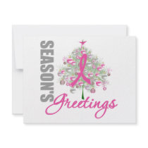 Season's Greetings Pink Ribbon Tree invitations