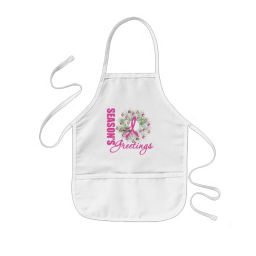Season's Greetings Pink Ribbon Wreath Aprons