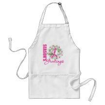 Season's Greetings Pink Ribbon Wreath Aprons
