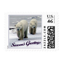 Season's Greetings Polar Bear Mom & Cub Stamp