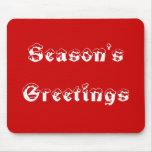 Season's Greetings. Red and White. Custom Mouse Pad