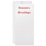 Season's Greetings. Red and White. Custom Customized Rack Card