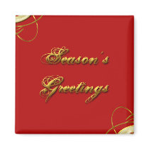 Season's Greetings Red & Gold magnets