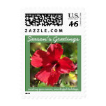 Season's Greetings Red  Hibiscus postage