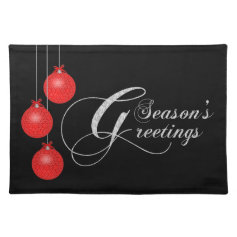 Season's Greetings, Red Lace Ornaments Placemat