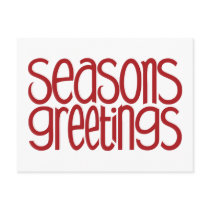 Seasons Greetings Red Postcard