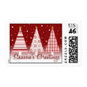 Season's Greetings Red Trees postage by twilight_cat Season's Greetings Red Trees postage