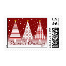 Season's Greetings Red Trees postage