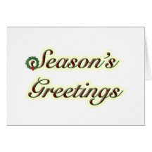 Season's Greetings Simple Text with Wreath Greeting Cards