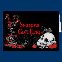 Seasons Greetings Spider, Skull and Roses card cards