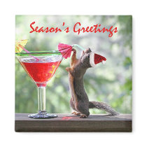 Season's Greetings Squirrel Refrigerator Magnet