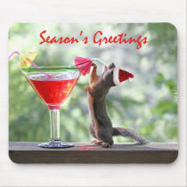 Season's Greetings Squirrel Mouse Pads