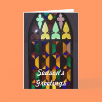Season's Greetings Stained Glass Picture Card