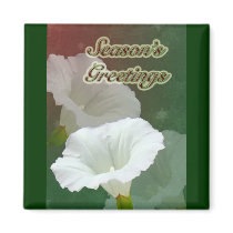 Season's Greetings - White Bindweed Fridge Magnet