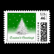 Season's Greetings White Tree Postage postage
