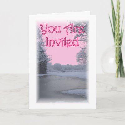 Seasons of Love Winter Pink Wedding Invitation Card by BridalDesign